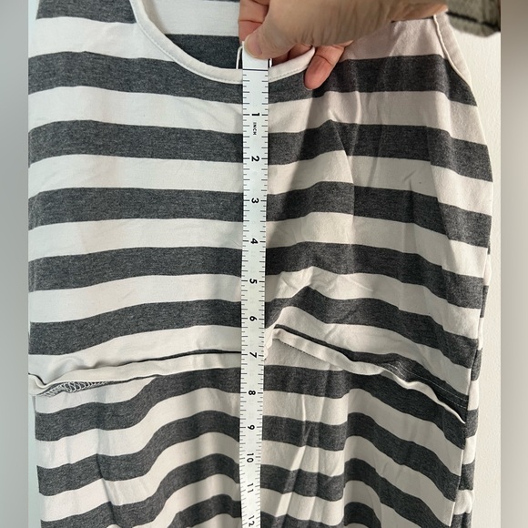 Striped Gray & White Maxi Nursing Access Tank Dress - Picture 7 of 7